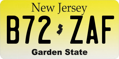 NJ license plate B72ZAF