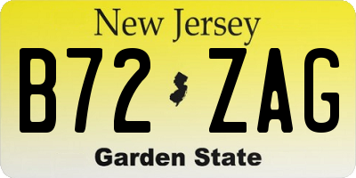 NJ license plate B72ZAG