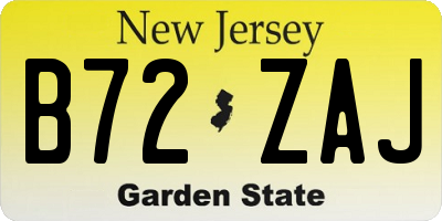 NJ license plate B72ZAJ