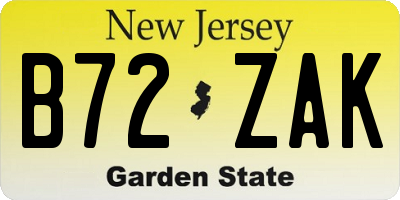 NJ license plate B72ZAK