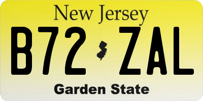 NJ license plate B72ZAL