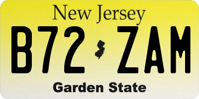 NJ license plate B72ZAM