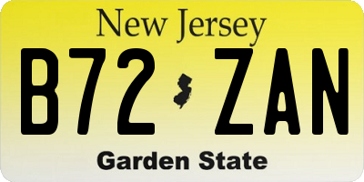 NJ license plate B72ZAN