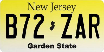 NJ license plate B72ZAR