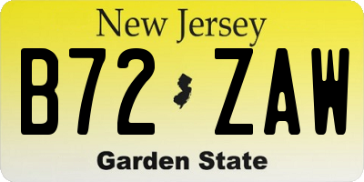 NJ license plate B72ZAW