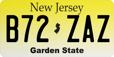 NJ license plate B72ZAZ
