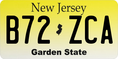 NJ license plate B72ZCA