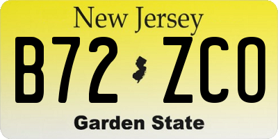 NJ license plate B72ZCO