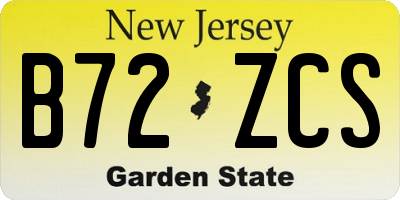 NJ license plate B72ZCS