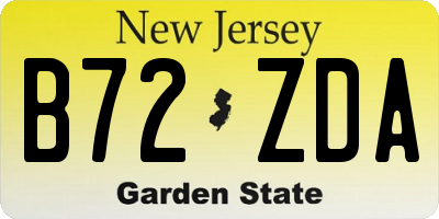 NJ license plate B72ZDA