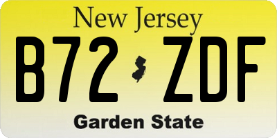 NJ license plate B72ZDF