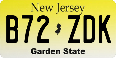 NJ license plate B72ZDK