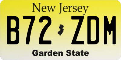 NJ license plate B72ZDM