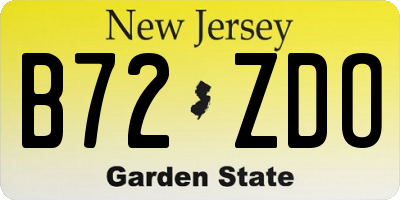NJ license plate B72ZDO
