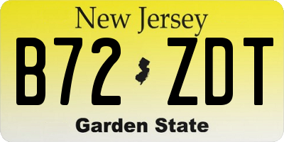 NJ license plate B72ZDT