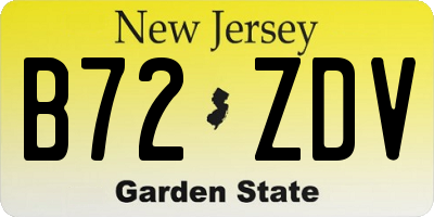 NJ license plate B72ZDV