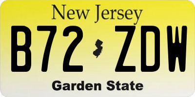 NJ license plate B72ZDW