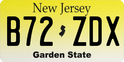 NJ license plate B72ZDX