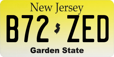 NJ license plate B72ZED