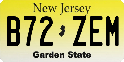 NJ license plate B72ZEM