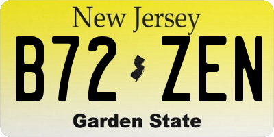 NJ license plate B72ZEN