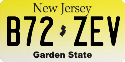 NJ license plate B72ZEV