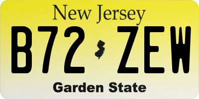 NJ license plate B72ZEW