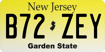 NJ license plate B72ZEY