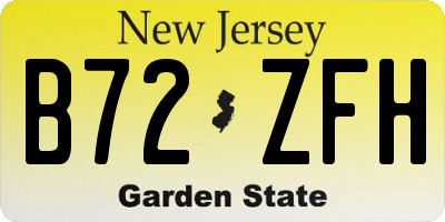 NJ license plate B72ZFH