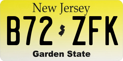 NJ license plate B72ZFK