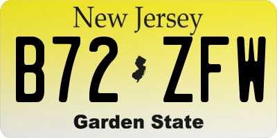 NJ license plate B72ZFW