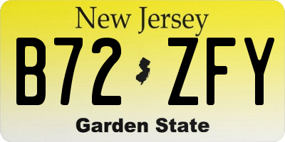 NJ license plate B72ZFY