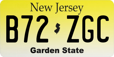 NJ license plate B72ZGC