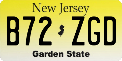 NJ license plate B72ZGD
