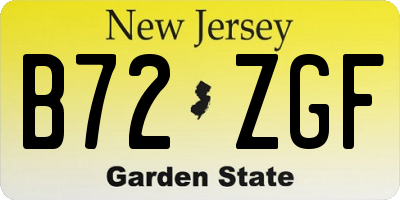 NJ license plate B72ZGF