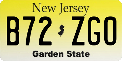 NJ license plate B72ZGO