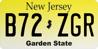 NJ license plate B72ZGR
