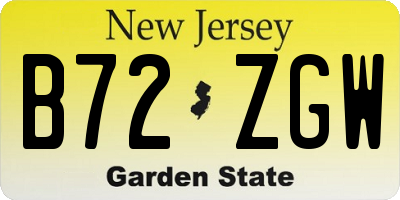 NJ license plate B72ZGW