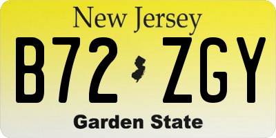NJ license plate B72ZGY