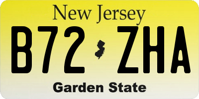 NJ license plate B72ZHA