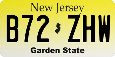 NJ license plate B72ZHW
