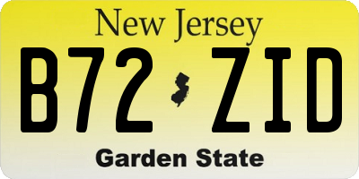 NJ license plate B72ZID