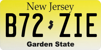 NJ license plate B72ZIE