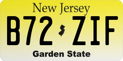 NJ license plate B72ZIF