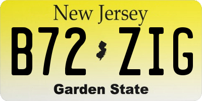 NJ license plate B72ZIG