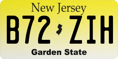 NJ license plate B72ZIH