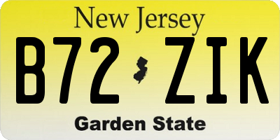 NJ license plate B72ZIK