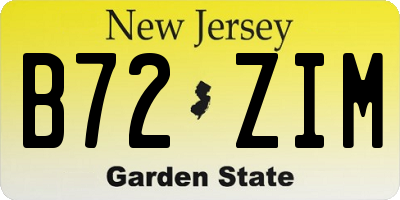 NJ license plate B72ZIM