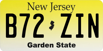 NJ license plate B72ZIN