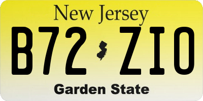 NJ license plate B72ZIO
